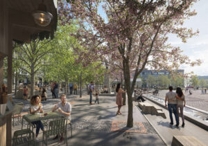 Skissbild som visar hur ombyggnationen av Stora torget kan komma att bli.