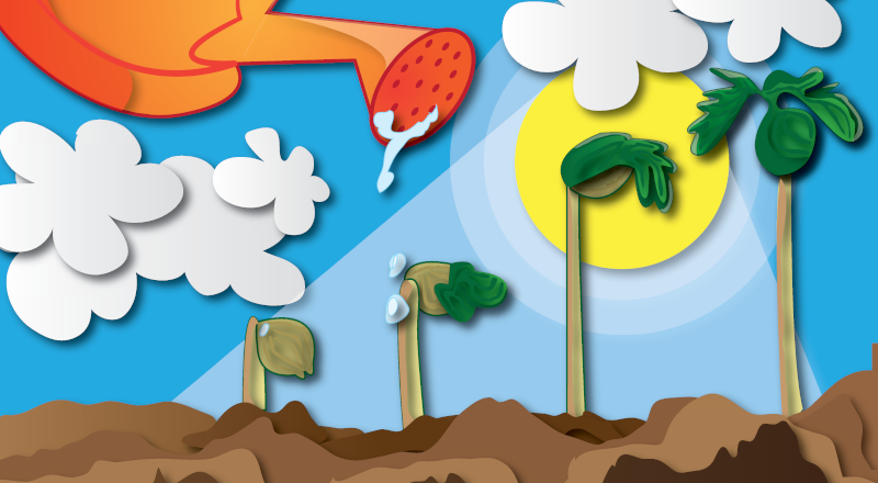 Illustration av ett frö som ser ut att växa