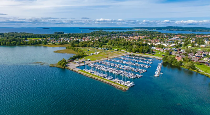 Flygbild över området Tegelviken. Foto.