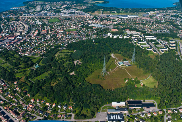 Flygfoto på detaljplaneområdet Innerstaden 1:93.