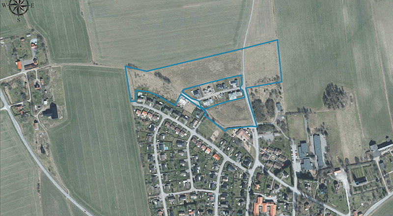 Översiktsbild över detaljplaneområdet Pluto.