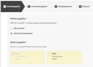 Skärmklipp som visar frågor om elevens uppgifter.