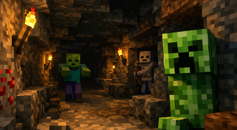 Tunnlar och monster i Minecraftstil