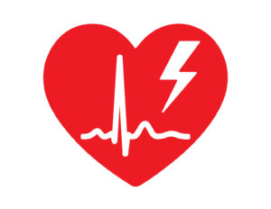 Ikon som symboliserar hjärtstartare.