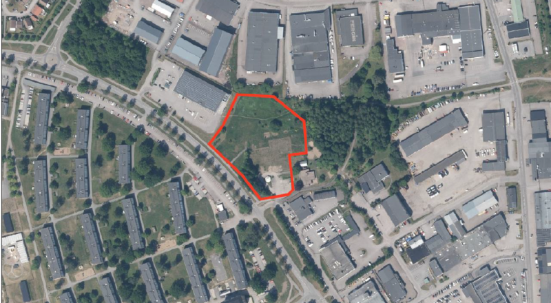 Karta som visar detaljplaneområdet Satelliten 1.