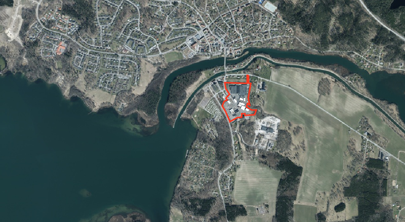 Kartbild som visar planområdet Västanå 10:3.